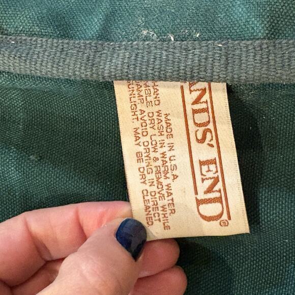 Lands End USA Green Canvas Square Rigger Travel Messenger Satchel Bag Vintage - Picture 8 of 12